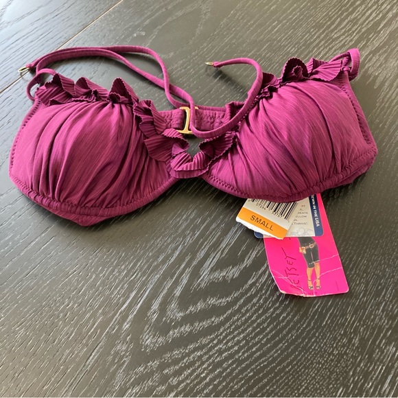 NWT Betsey Johnson Ruffle Bikini Top Small - Picture 1 of 4
